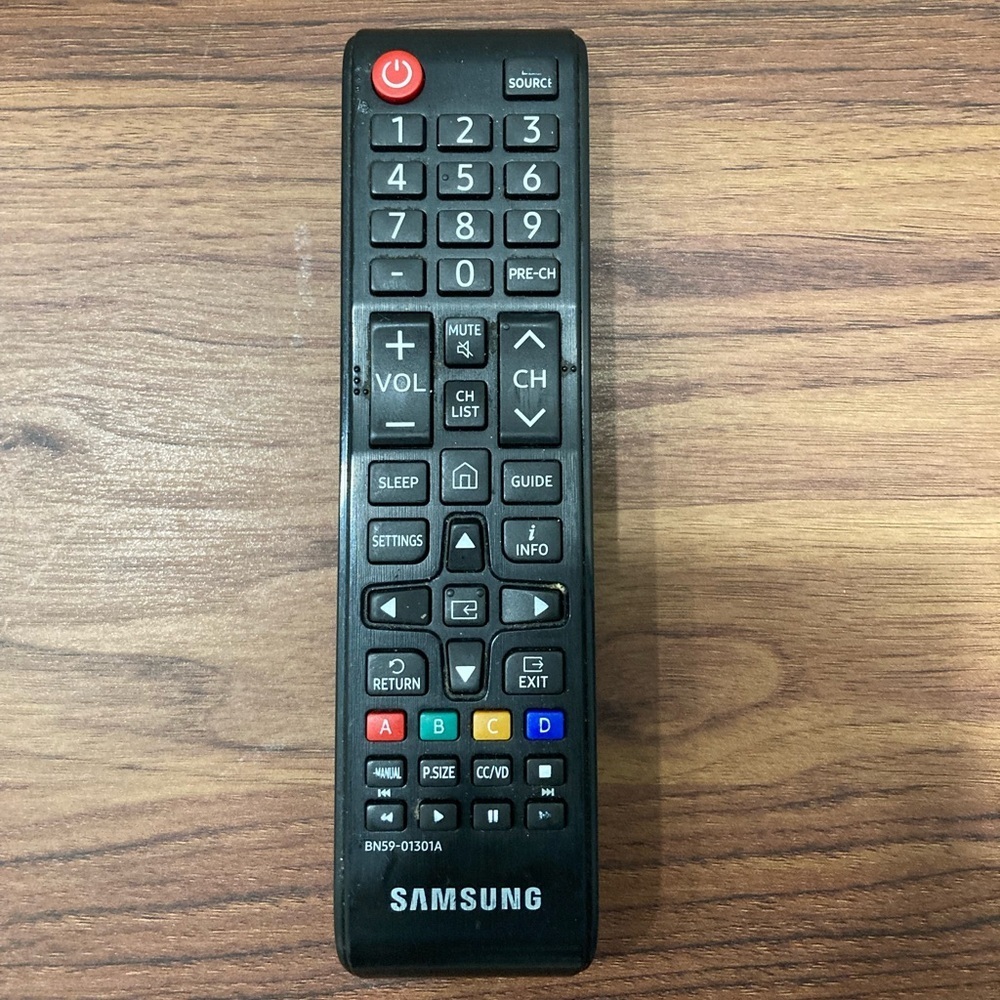 Samsung Black Remote with Red Power and Colored Function Buttons